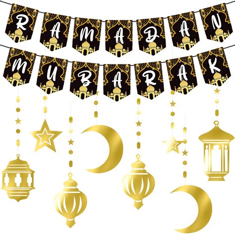 Ramadan Deko Ramadan Mubarak Banner Gold Stern Mond Ramadan