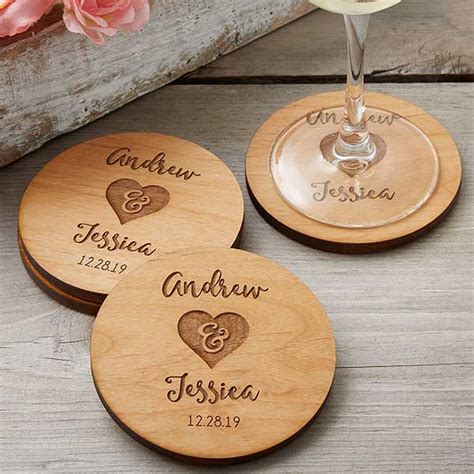 Rustic Wedding Party Favors - Personalized Coasters