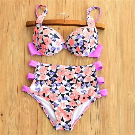 Cherry Bossom Retro Bikini Set With Enhancement Biquini Up Biquini Hotbiquini Brazilian AliExpress