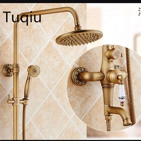 Luxury High Quality Bathroom Antique Brass Rain Shower Set Shower