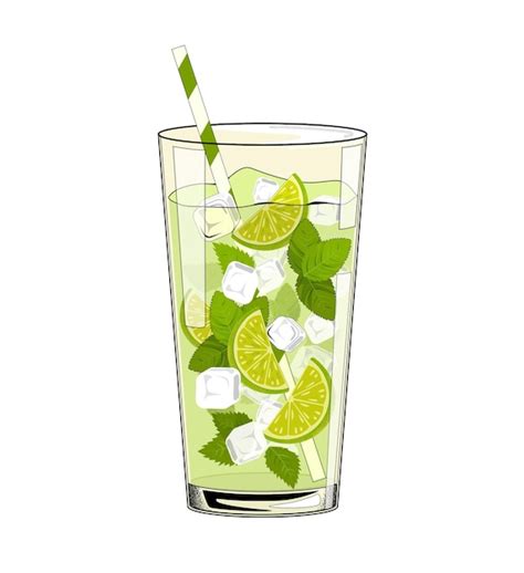 Cóctel de mojito Ilustración vectorial colorida y linda cóctel de