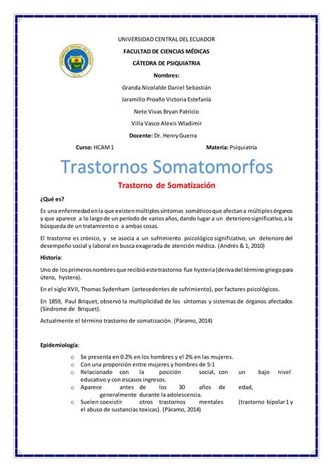 Trastornos Somatomorfos PDF