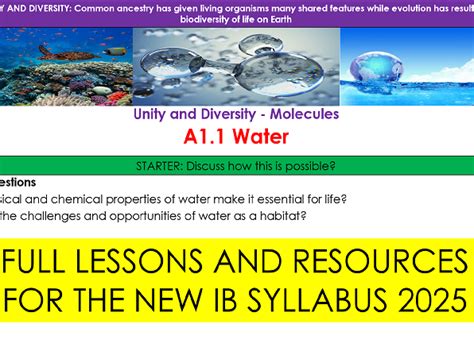 IB A1.1 WATER - FULL LESSON FOR NEW IB 2025 | Teaching Resources 