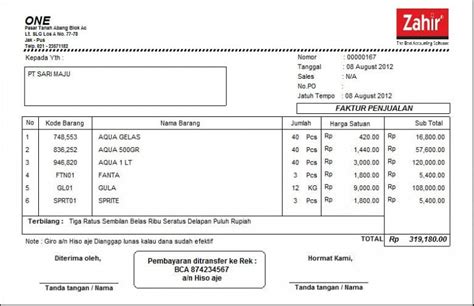 Contoh Gambar Faktur Gawe Cv Riset