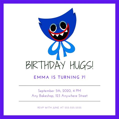 Customizable Poppys Playtime Huggy Wuggy Digital Birthday Invitation