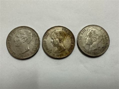 Spain Alfonso XIII 1886 1931 5 Pesetas 1876 1891 1897 3 Monedas