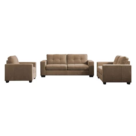 Corliving 3 Piecetufted Seat And Backrest Brown Chenille Fabric Sofa Set The Home Depot Canada