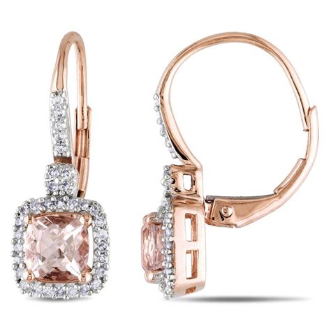 Miadora K Rose Gold Morganite And Ct Tdw Diamond Earrings G H I