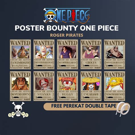 Jual Poster Bounty One Piece Terbaru 1 Set Kru Komplit Mugiwara Ukuran