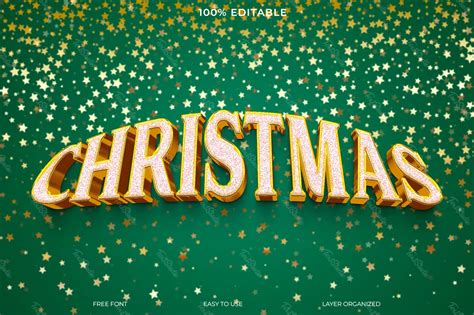 Merry Christmas Font Style Effect Free Photoshop PSD File