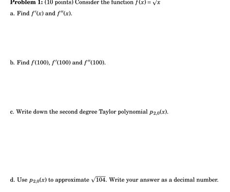 Solved Problem Points Consider The Function F X Chegg