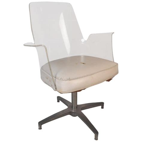 Mid Century Modern Herman Miller Style Lucite Swivel Chair For Sale At