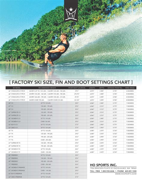 Water Ski Size Chart