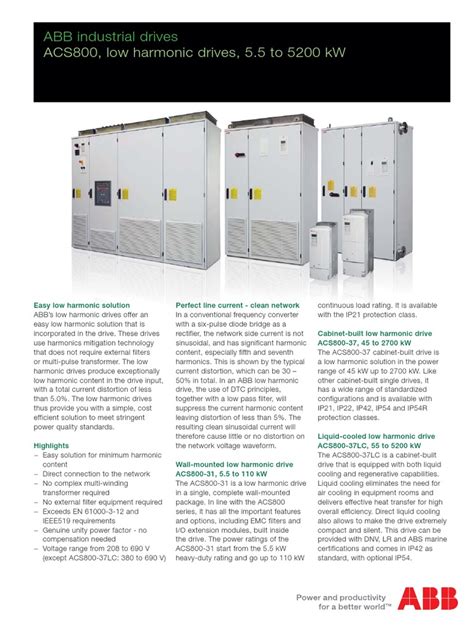 PDF ACS800 Low Harmonic Drives REV D Flyer Lowres DOKUMEN TIPS