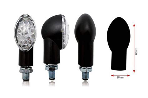 Clignotant Led Moto Adaptable Homologu Oval Noir