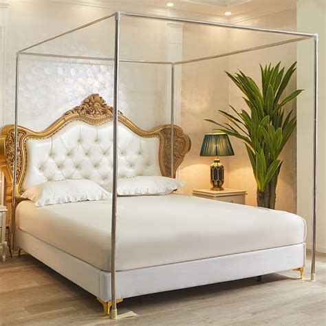 Snapklik.com : AIKASY Hollow Stainless Steel King Canopy Bed Frame ...