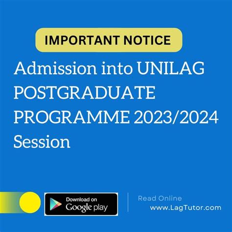 Admissions Into Unilag Postgraduate Programmes Session