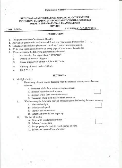 FORM FOUR STUDY NOTES PAST PAPERS BLOG PHYSICS FORM IV PRE NATIONAL