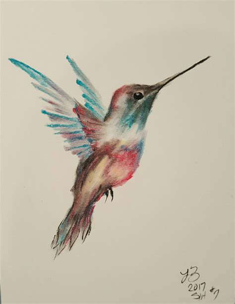 Hummingbird 7 Charcoal On Bristol Good Books Watercolor Tattoo Birds