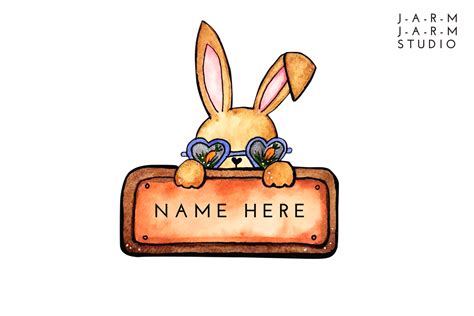 Cute Bunny Name Tag Graphic By JarmJarmStudio Creative Fabrica