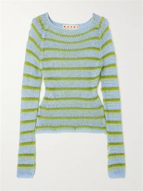 MARNI Striped Cotton And Brushed Mohair Blend Sweater In 2024 Striped