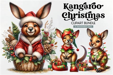 Kangaroo Christmas Clipart Bundle Graphic By Luv Bijou · Creative Fabrica