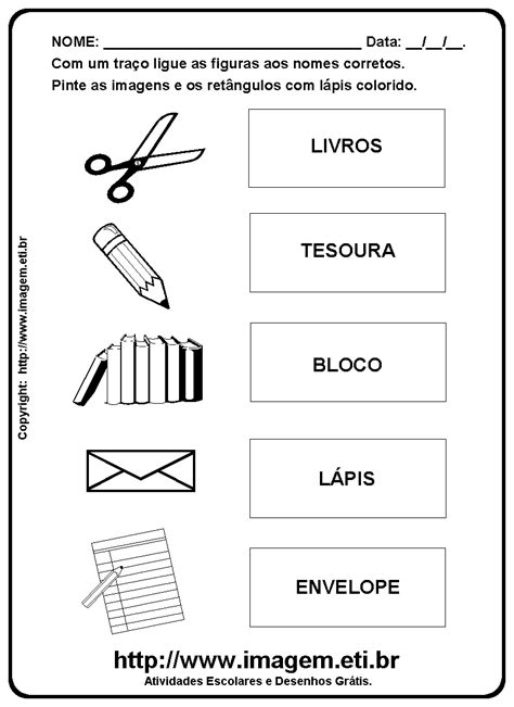 Ligue A Figura Ao Nome Correto Papelaria Atividade Escolar Pronta