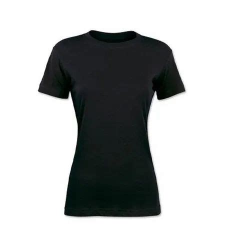 Classy Half Sleeve Ladies Plain Black Cotton T Shirt Size Small At Rs