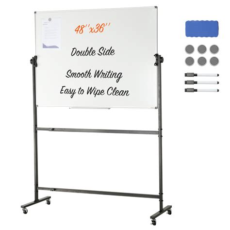 Vevor Rolling Magnetic Whiteboard Double Sided Mobile Whiteboard 48x36