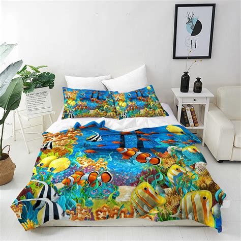 Bedlam Sea Life Glow In The Dark Multicolour Duvet Cover Set Double