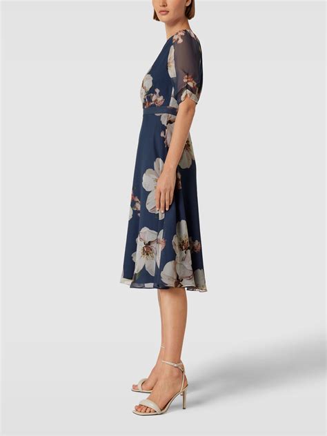 Swing Cocktailkleid Mit Floralem Muster Rauchblau Online Kaufen