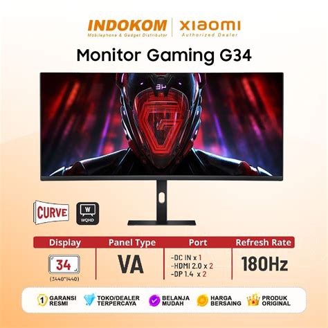 Jual Xiaomi Mi Monitor 34 G34WQi WQHD Ultrawide 180Hz Curved Gaming