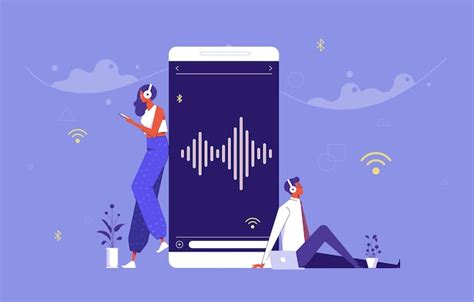 L homme Et La Femme écoutent De La Musique Sur Leur Smartphone Concept