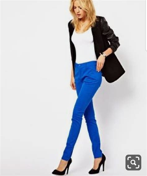 Pin By Jasmine Steele On Fashion Bright Blue Pants Blue Pants Outfit