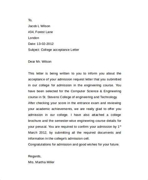 Free 13 Sample College Acceptance Letter Templates In Pdf Word