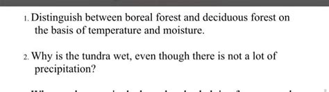 Solved 1. Distinguish between boreal forest and deciduous | Chegg.com