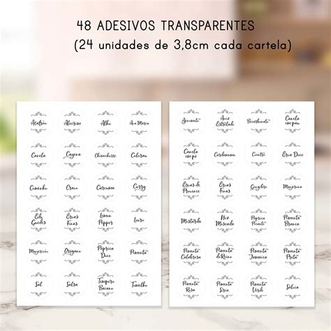 Etiquetas Transparentes Redondas em Vinil Lavável Temperos Elo7