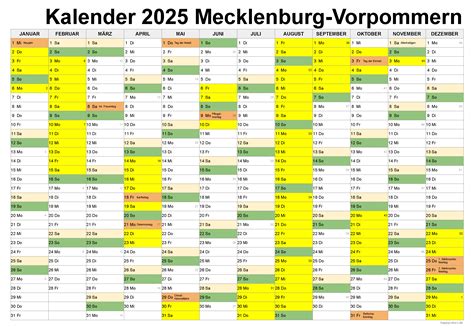 Zeitrechnung 2025 Mecklenburg Vorpommern Feiertage Schulferien Und