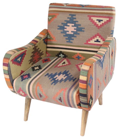 Geometric Kilim Hand Tufted Chair Southwestern Armchairs And Accent