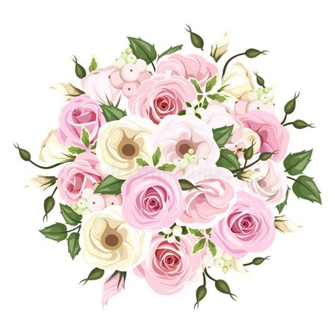 Rosas Vermelhas E Brancas E Flores Do Lisianthus Ilustra O Do Vetor