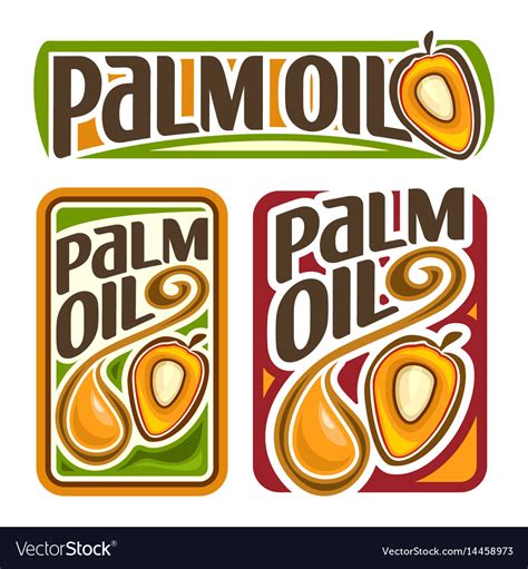 Set Labels For Cooking Palm Oil Royalty Free Vector Image