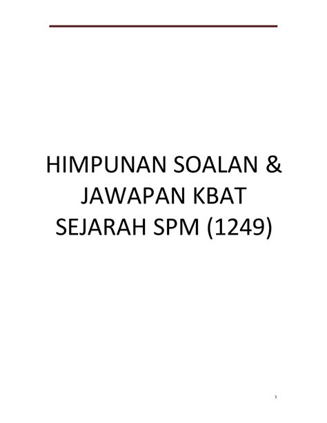 Contoh Sejarah Kbat 2 Spm Kssm 202324 Himpunan Soalan And Jawapan