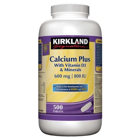 Kirkland Signature Calcium Plus With Vitamin D3 And Minerals 600 Mg 800 Iu 500 Tablets