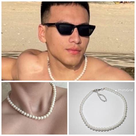 Jual Kalung Mutiara Pria Jefri Nicole Korean Style Pearl Necklace