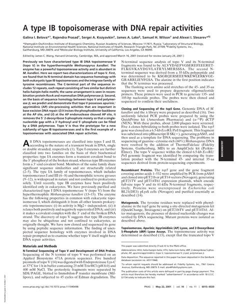 A Type Ib Topoisomerase With Dna Repair Activities Docslib