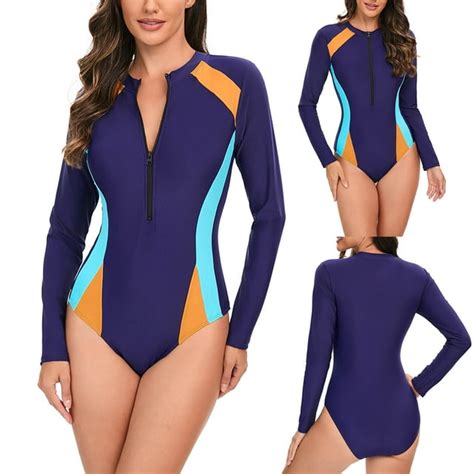 Pstuiky Swim Suits For Women 2024 Women Athletic Sport Swimwear Long