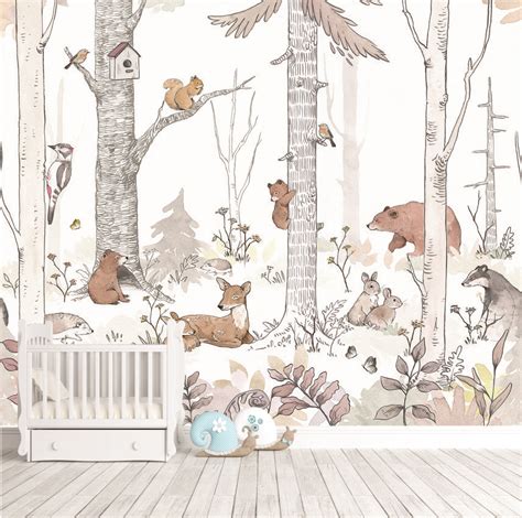 Baby Animal Forest Wall Mural | wallpaper Murals | WallArt Studios