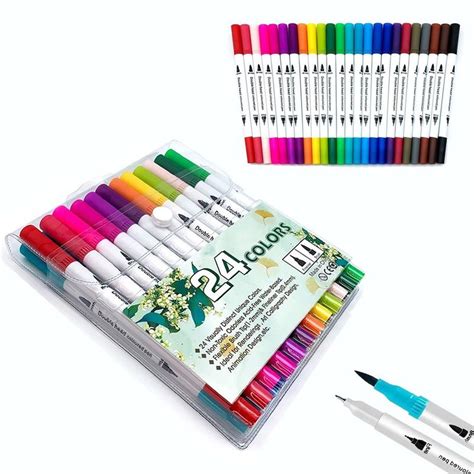 Kit Canetinha Brush Fineline Lettering Ponta Dupla Colorida Caneta