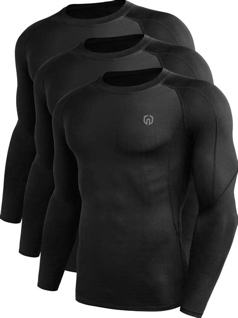 Neleus Men Dry Fit Long Sleeve Compression Shirts Workout Running Shirts 3 Packblackus Size S