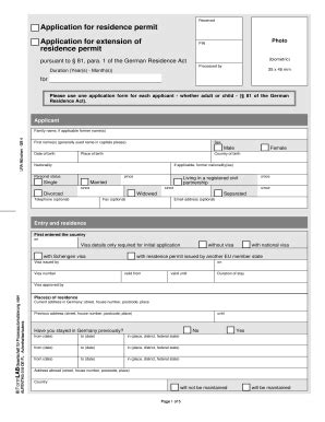 Fillable Online Application For Residence Permit Or Application For